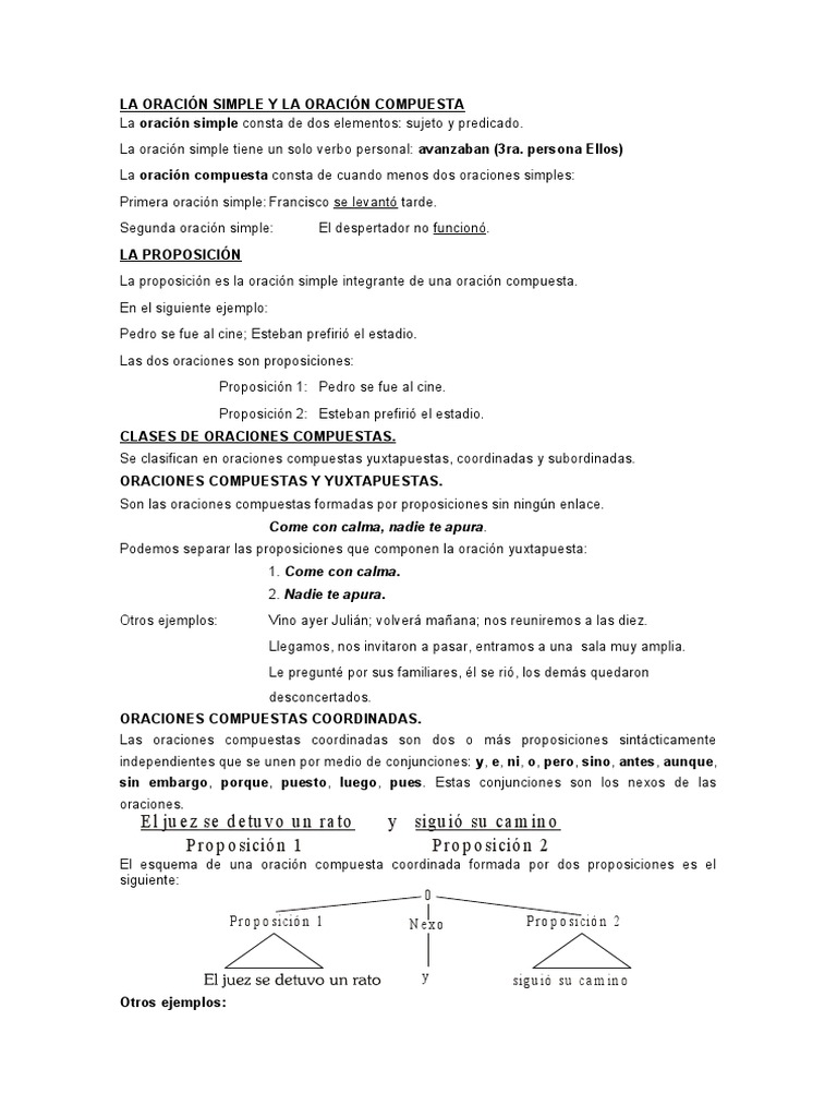 La Oración Simple y La Oración Compuesta | PDF | Oración (Lingüística ...
