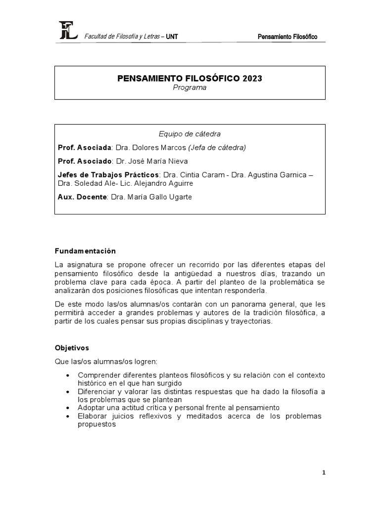 Programa 2023 | PDF | Metafísica | Platón