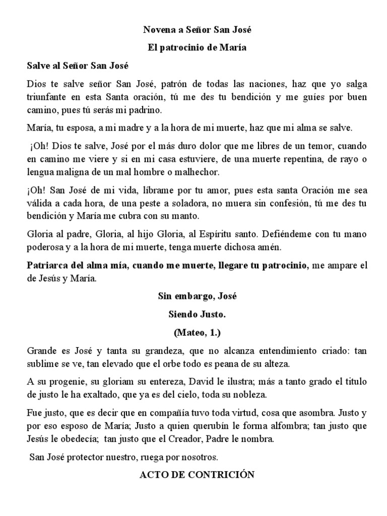Novena A Señor San José | PDF | María, madre de Jesús | Oración
