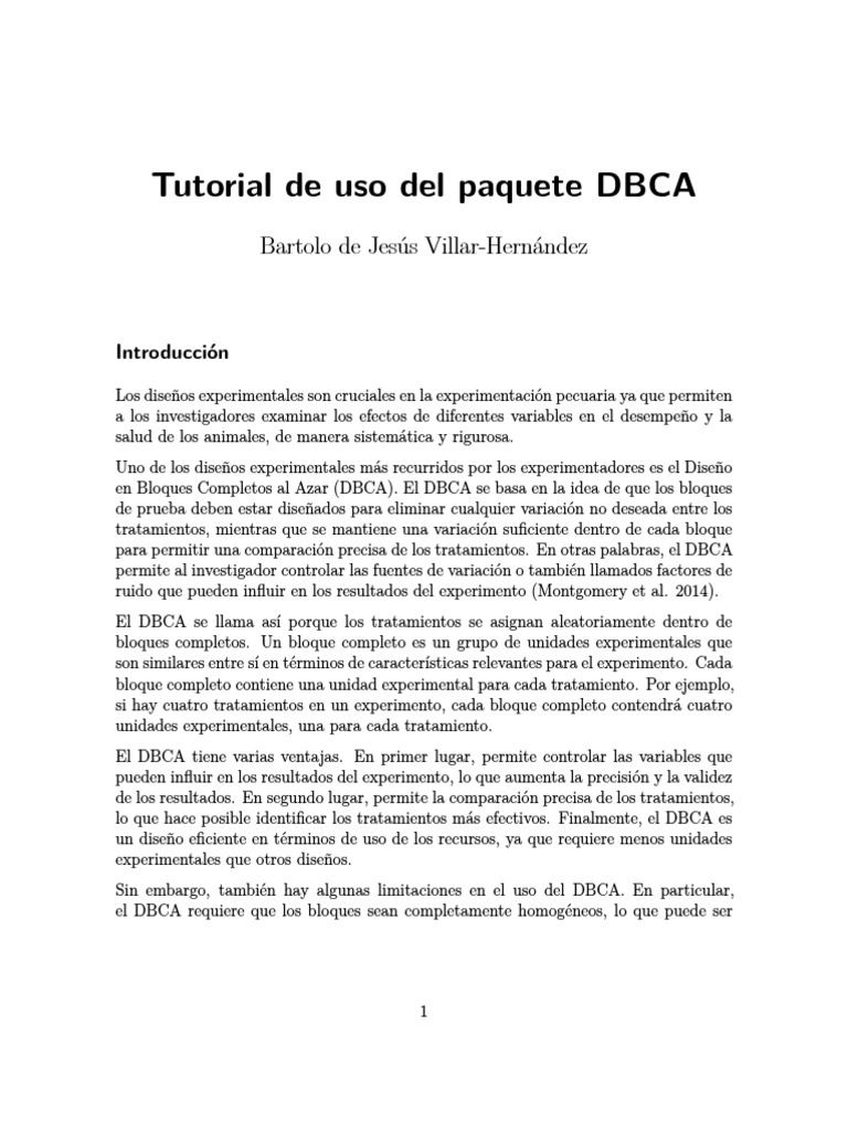 Uso del paquete DBCA en experimentación | PDF | Análisis de variación ...