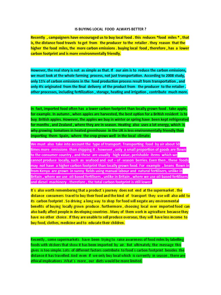 Local vs Imported Food: Carbon Footprint | PDF | Local Food | Food And ...