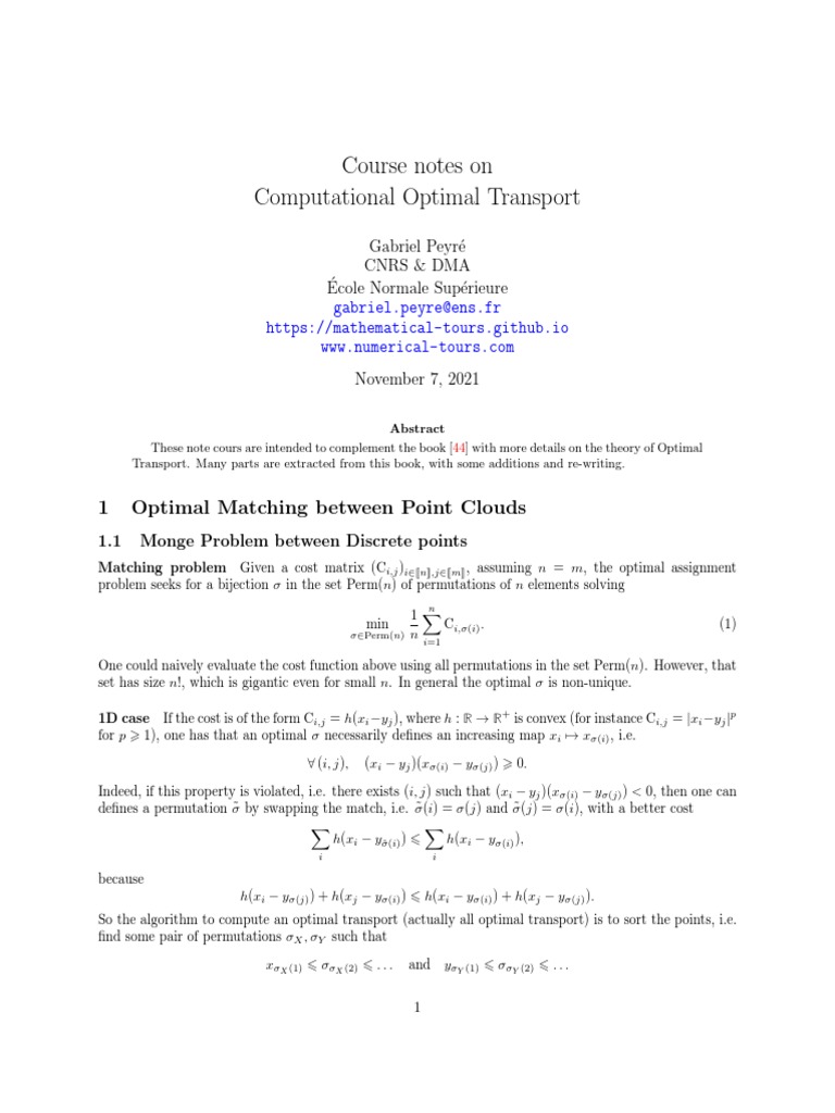 Computational Optimal Transport Pdf