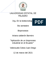 Aplicación de Un Bioproceso Industrial en El Ecuador