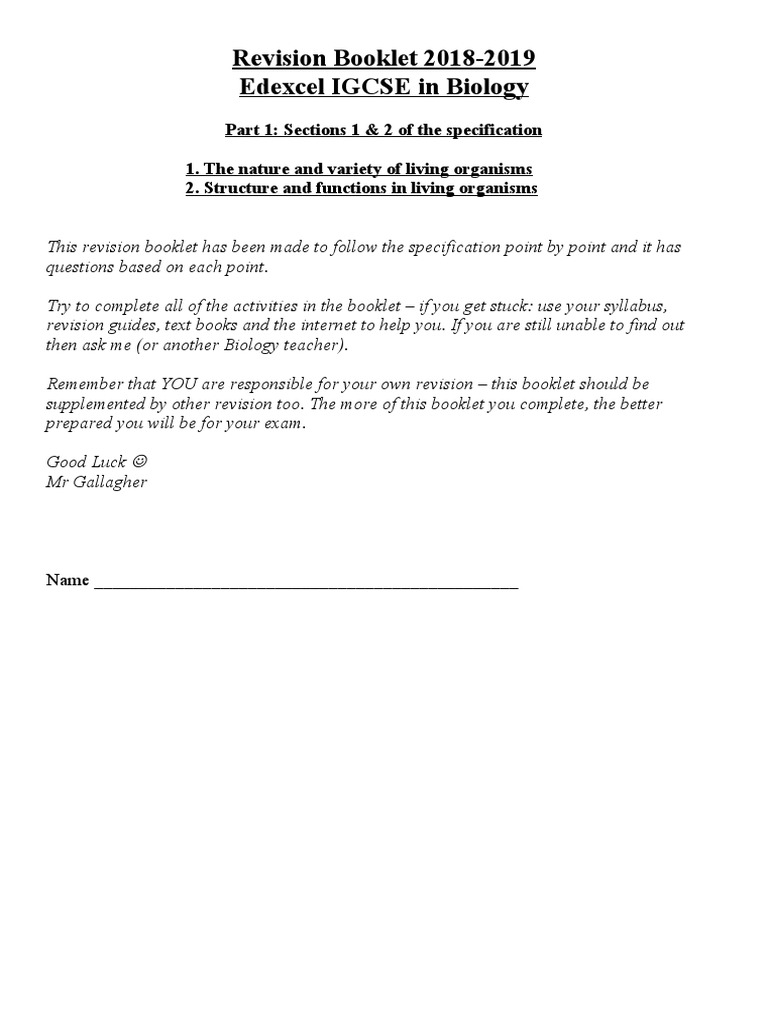 Edexcel IGCSE Biology Revision Guide | PDF | Science & Mathematics
