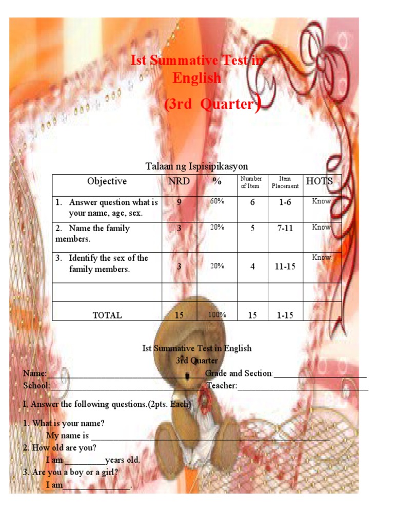 New 3rd And 4th Quarter Summative Pdf