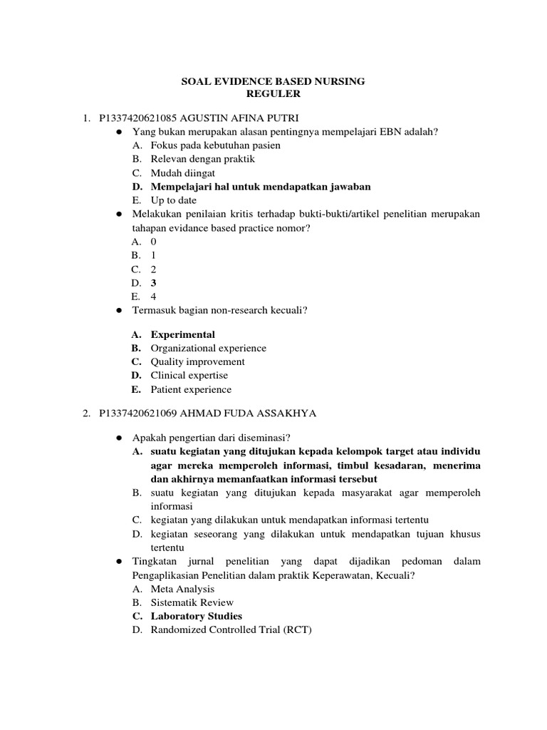 Soal Uas Evidence Basen Nursing PDF
