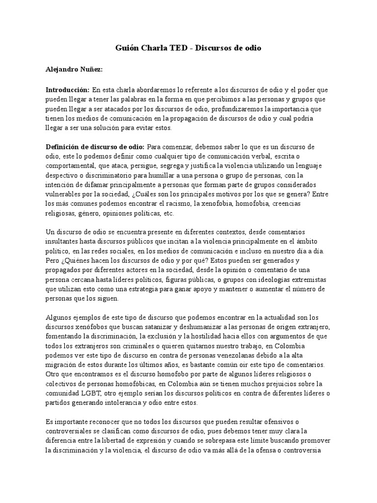 Discursos de odio: impacto y prevención | PDF | El discurso del odio ...