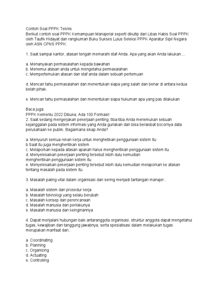 Contoh soal pppk teknis pdf