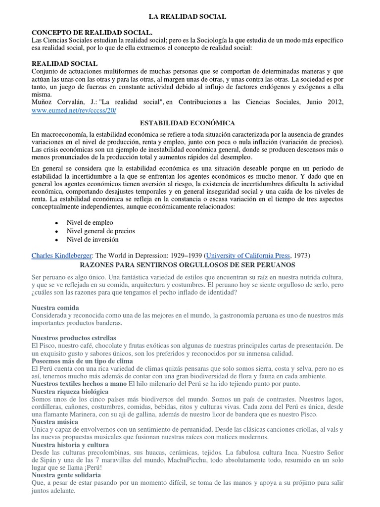 La Realidad Social | PDF