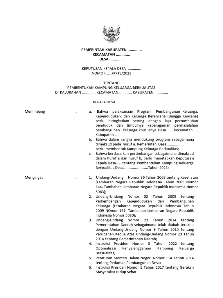 Pembentukan Kampung KB 2023 | PDF