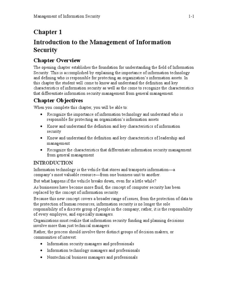 Chapter 01 | PDF | Information Security | Leadership
