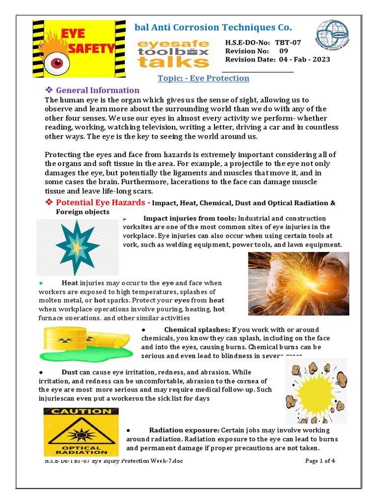 Eye Injury Protection Guidelines | PDF | Glasses