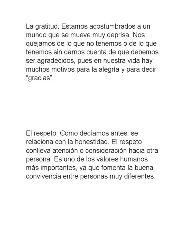 Gratitud Y Respeto Valores Esenciales Pdf