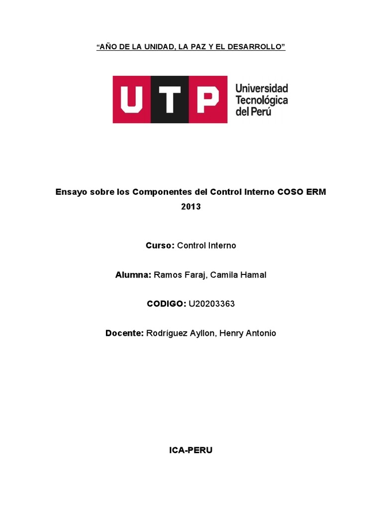 Componentes del Control Interno COSO ERM | PDF | Información | Evaluación