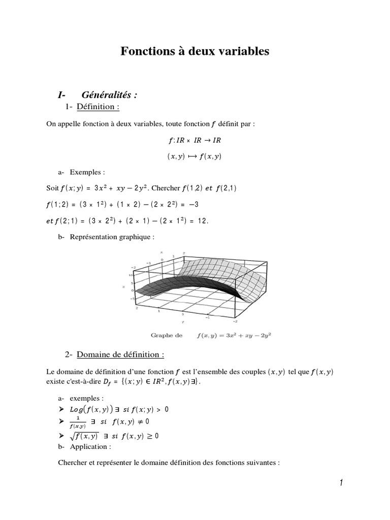 Fonction à deux variables et limites PDF Extremum Fonction — free download