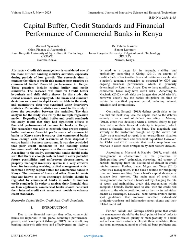 Capital buffer credit standards and financial performance of