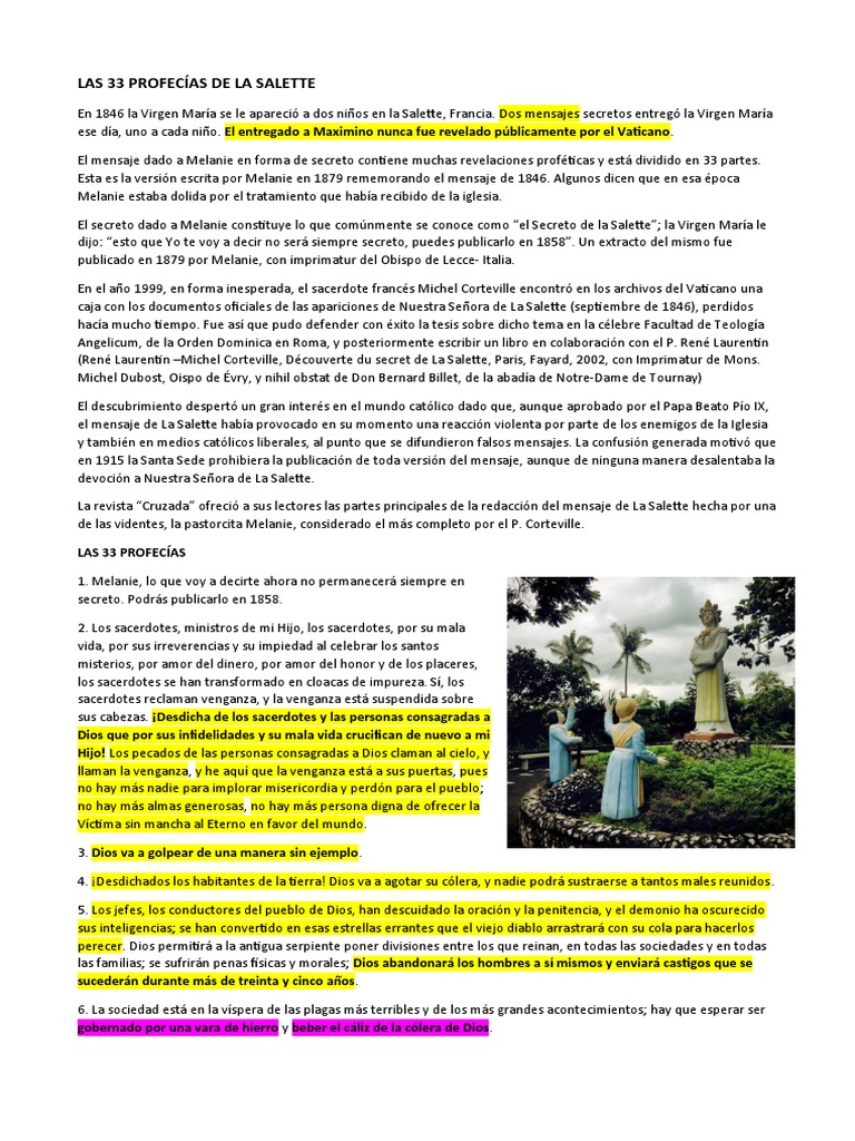 Las 33 Profecías de La Salette PDF Apóstol antecristo