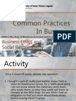 Common Practices in Business: Business Ethics and Social Responsibility