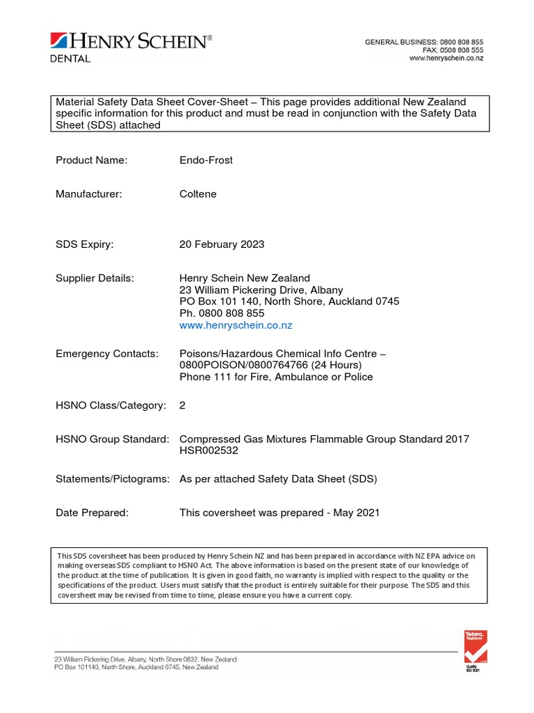 EndoFrost SDS Exp 20230222 PDF Dangerous Goods Waste