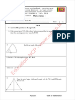 Grade 10 Mathematics 2nd Term Test Paper 2019 English Medium North Central Province
