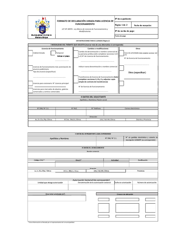 Formato de Licencia de Funcionamiento | PDF