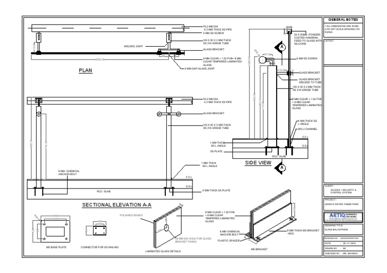 Glass Balustrade Detail for Qiddiya | PDF | Screw | Pipe (Fluid Conveyance)