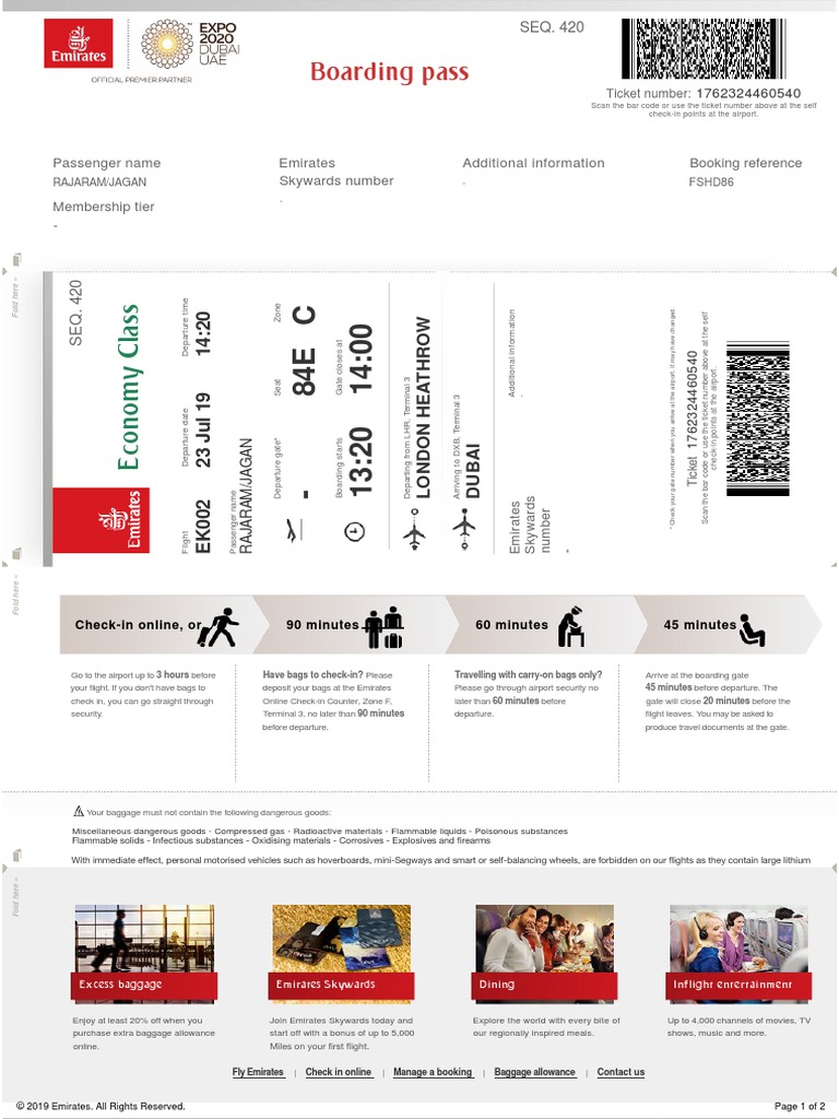 Emirates Online Checkin | PDF | Aviation | Transport