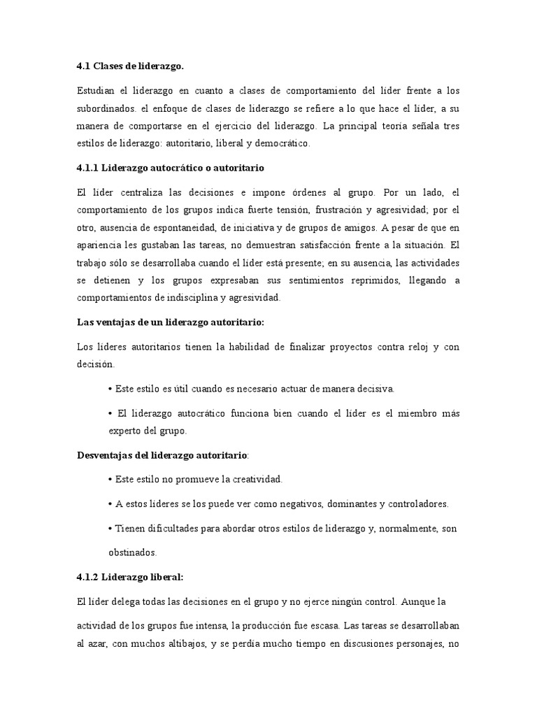 Tipos de Liderazgo y sus Características | PDF | Liderazgo