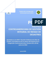 Politica Centroamericana para La Gestion Integral Del Riesgo de Desastres (PCGIR)