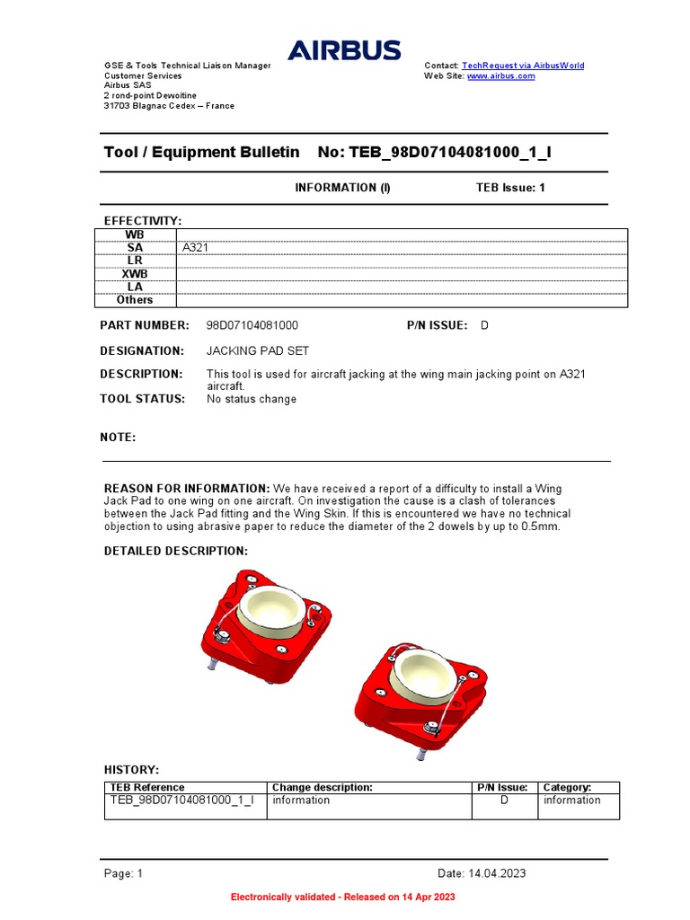 Tool / Equipment Bulletin No TEB 98D07104081000 1 I PDF