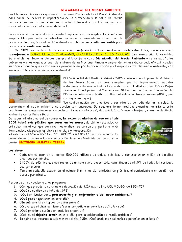 El Día Mundial Del Medio Ambiente | PDF | Entorno natural | Residuos