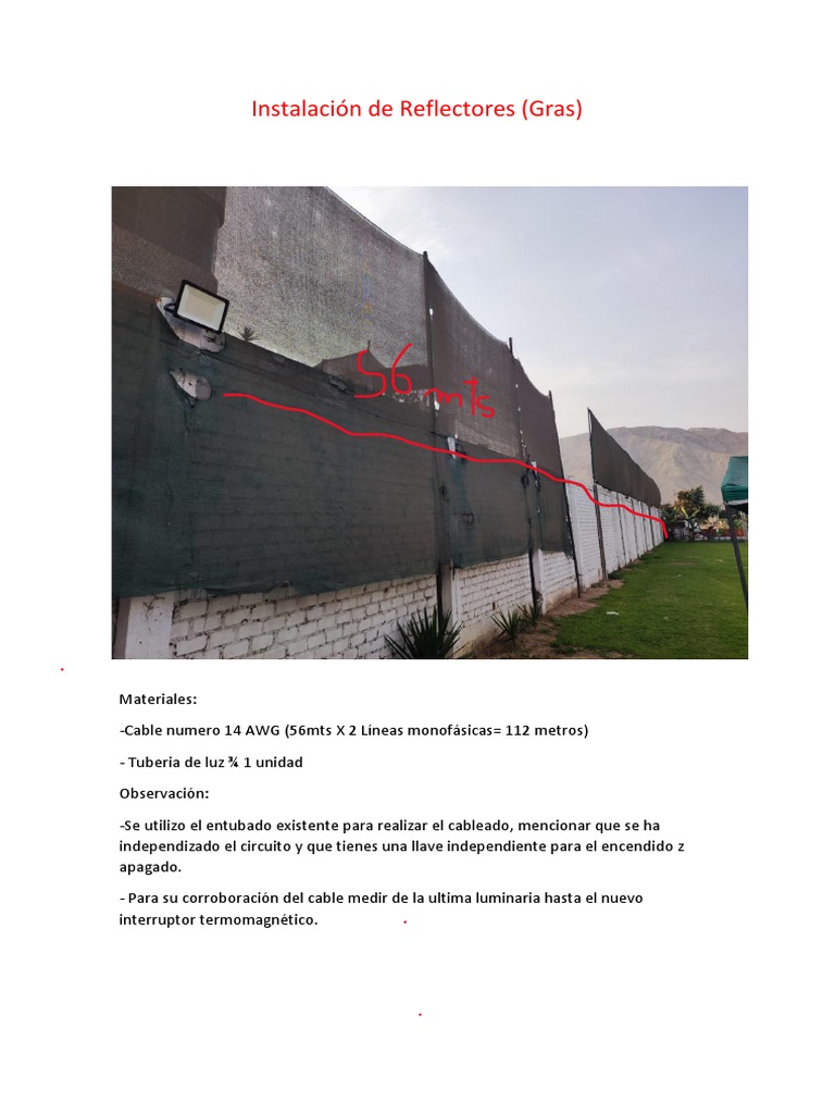 Instalación de Reflectores y Eléctricas | PDF