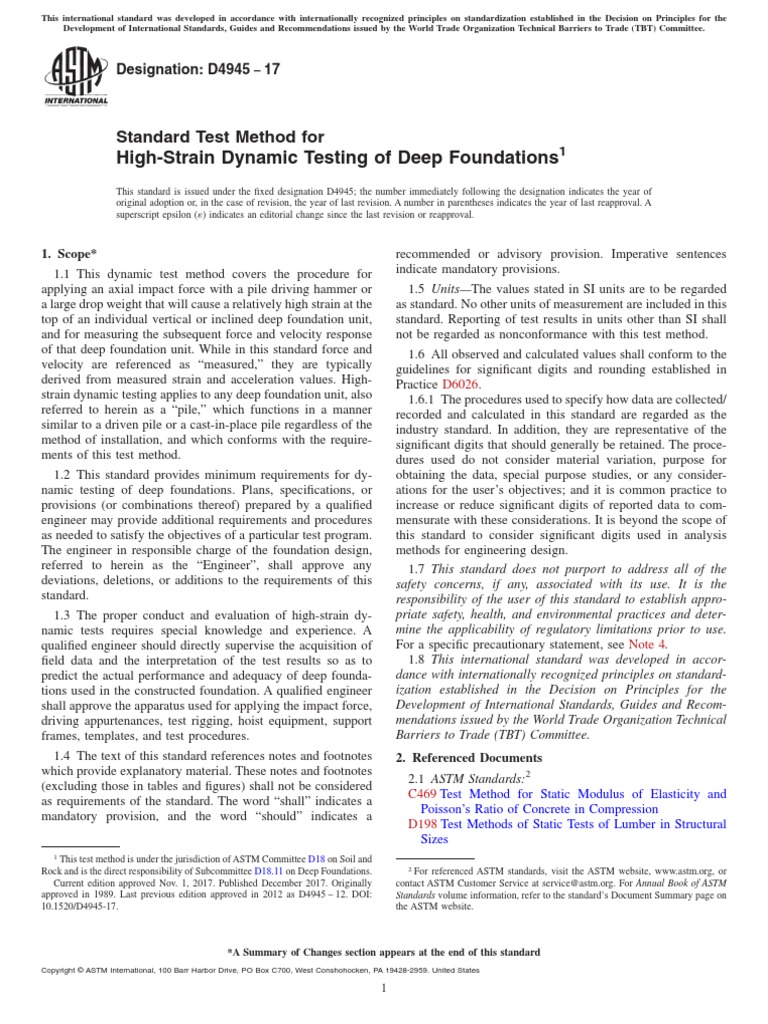 D4945 - 17 4.08 High-Strain Dynamic Testing of Piles (PDA Test) | PDF