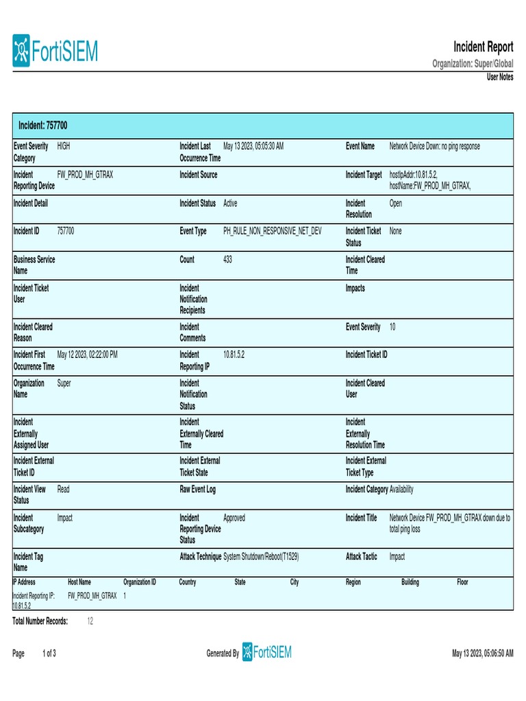 Network Device Down Incident Report | PDF | Cyberspace | Computer ...