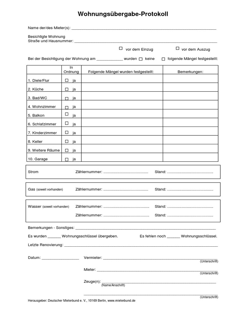 Abnahmeprotokoll Wohnung Pdf