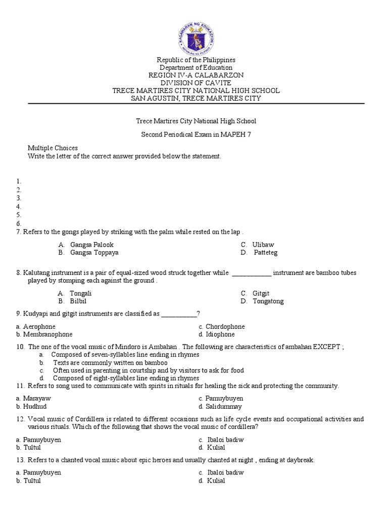 Second Periodical Exam Pdf