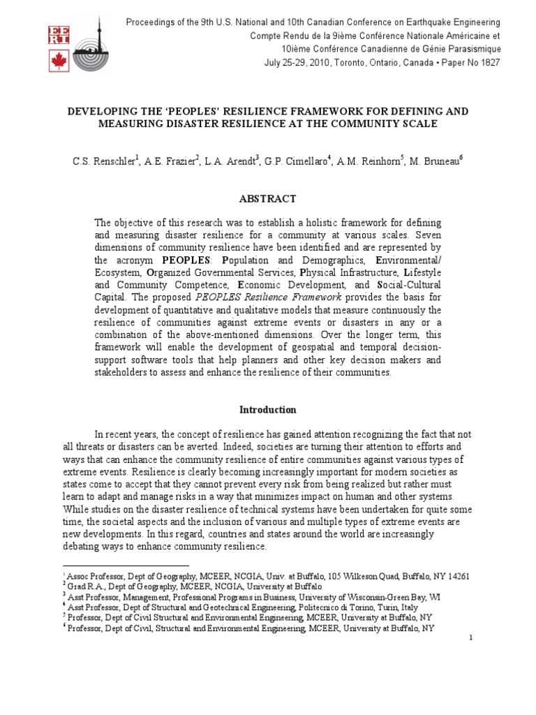 Developing The PEOPLES Resilience Framew | PDF | Ecological Resilience ...