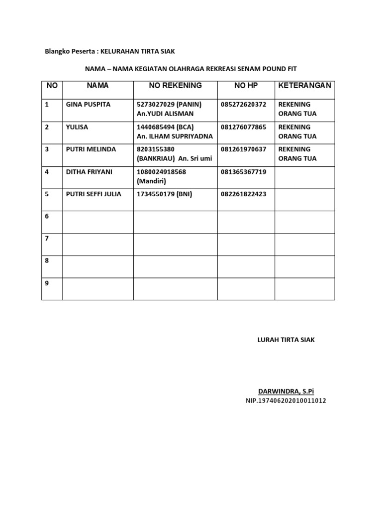 Blangko Peserta | PDF