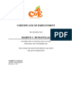 Certificate of Employment Cne