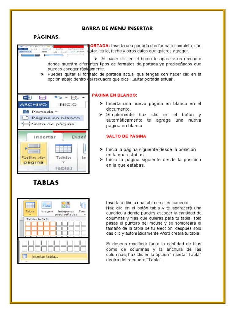 Funciones del Menú Insertar en Word | PDF | Hipervínculo | Microsoft Word