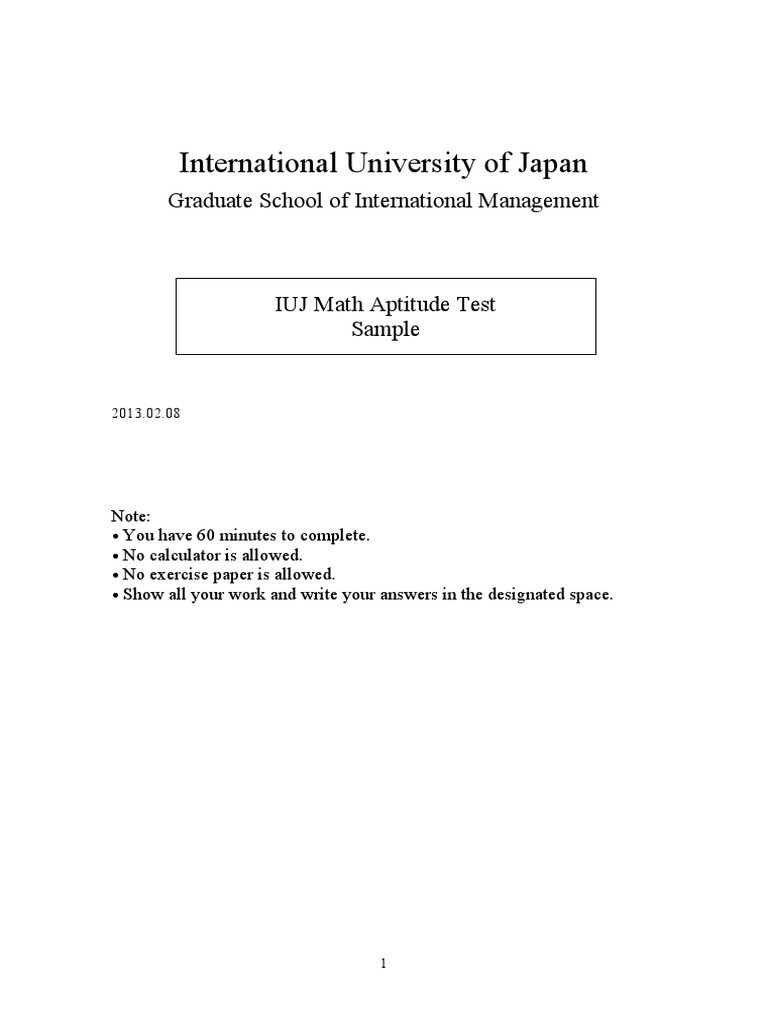 Iuj math aptitude test sample 1 pdf profit economics demand