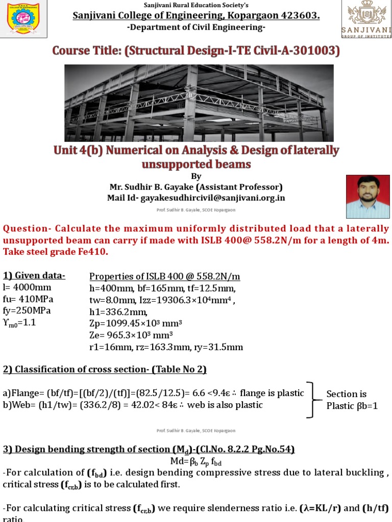 Maximum Load for Unsupported Beam | PDF | Bending | Materials Science