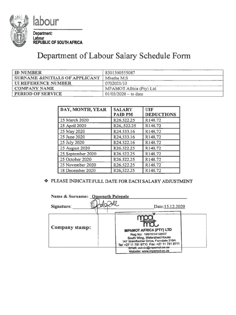 Salary schedule pdf