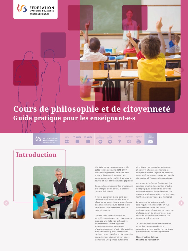 Cours de philosophie et de citoyennetA© - Guide pratique pour les  enseignants des A©coles primaires (ressource 13051)