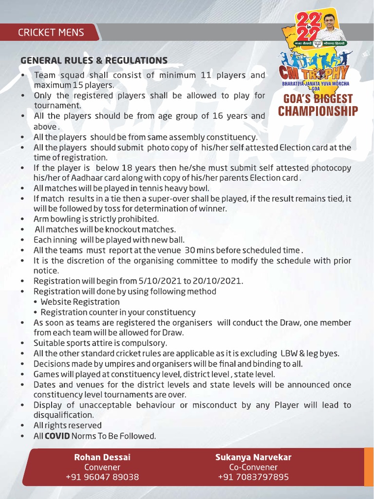 CRICKET Rules & Regulations PDF