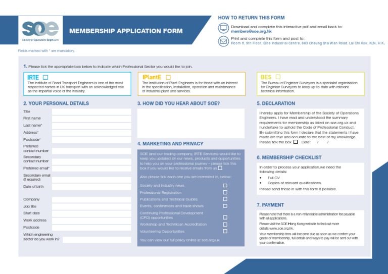Application FormSOE Member 2018 PDF Engineer