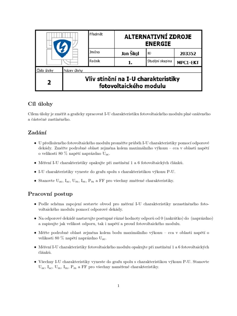 AZE 02 Vliv Stineni Na I U Char FV Modulu Sligl Jan 203352 | PDF