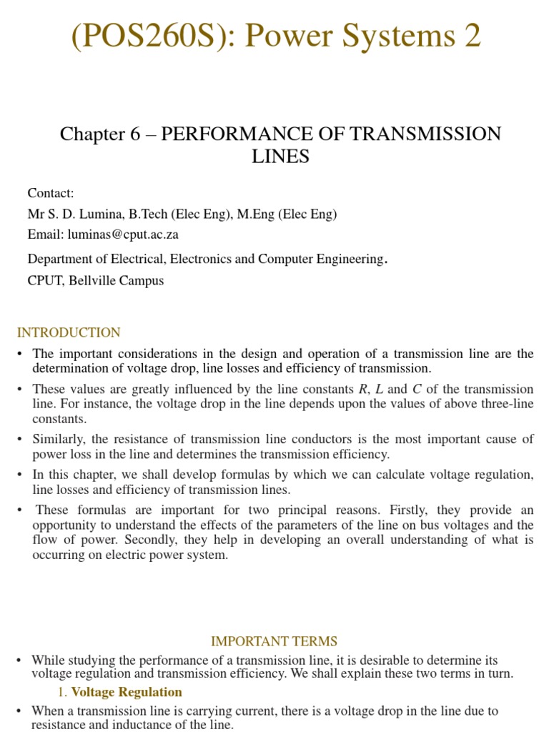 CHAPTER 6 Perfomance of Transmission Lines PDF