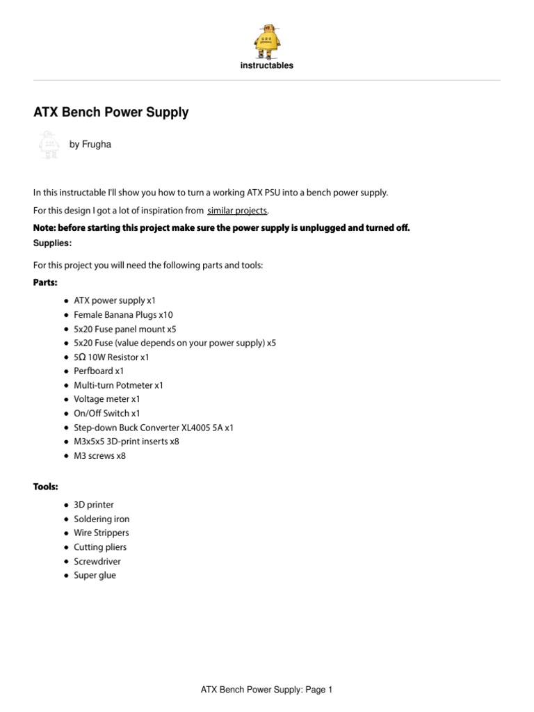 ATX Bench Power Supply | PDF
