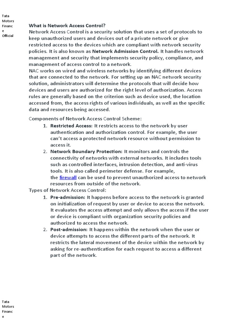 What Is Network Access Control | PDF